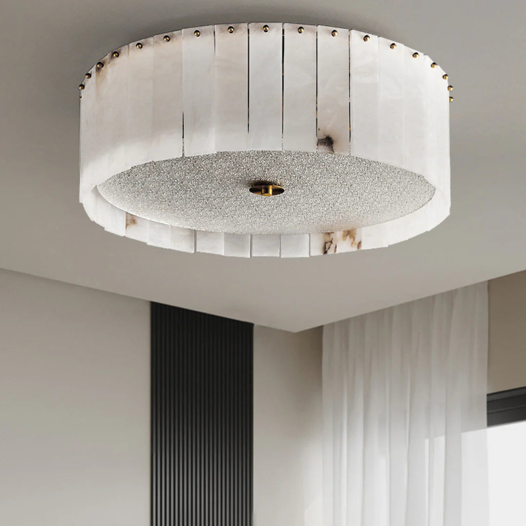 Alabaster Copper Round Ceiling Lamp - Nuvé