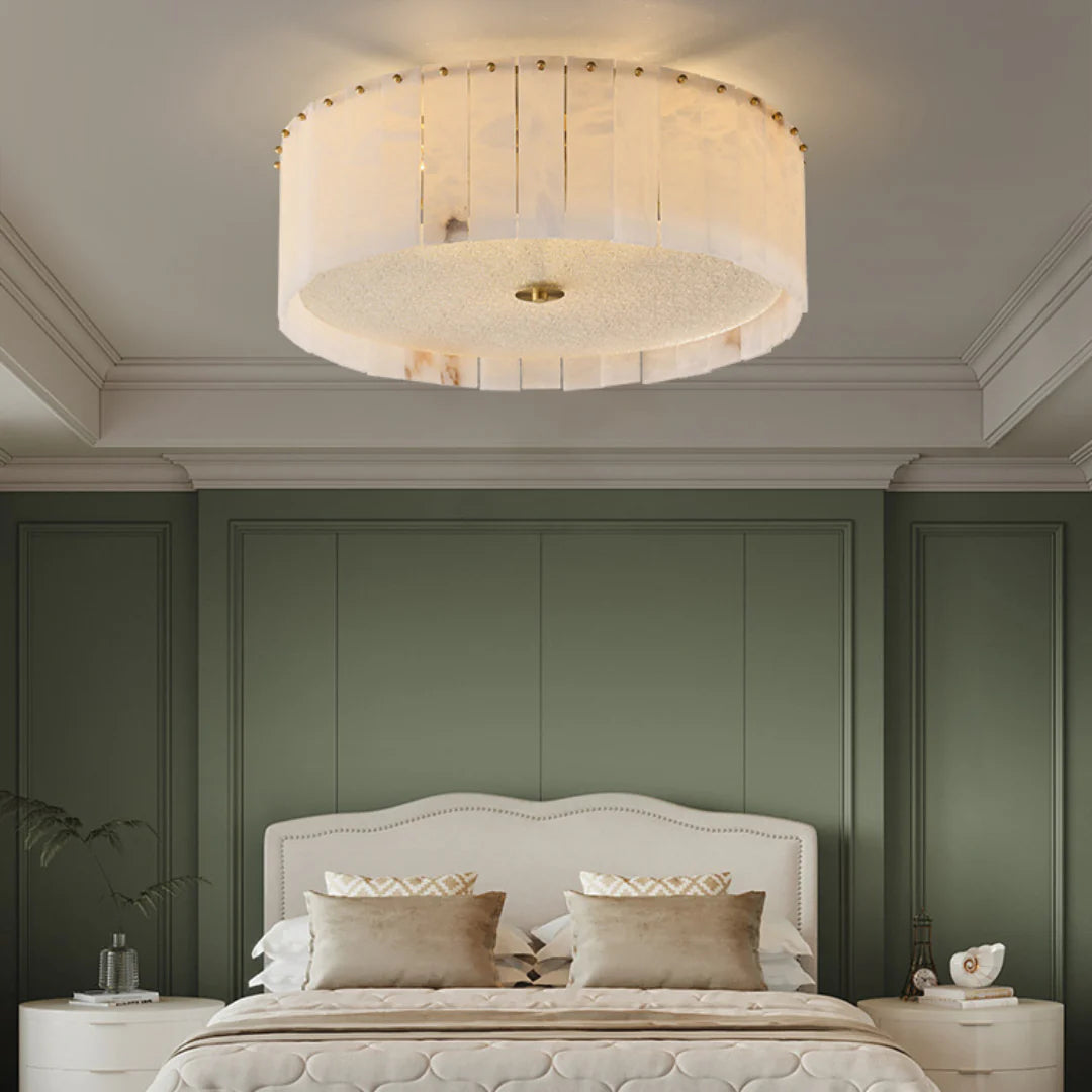 Alabaster Copper Round Ceiling Lamp - Nuvé