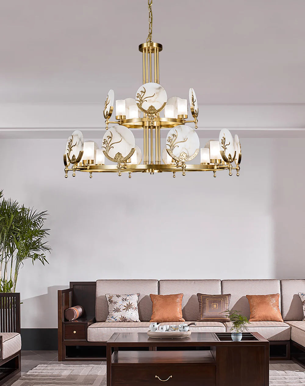 Luxury Marble Amalthea Copper Chandelier - Nuvé