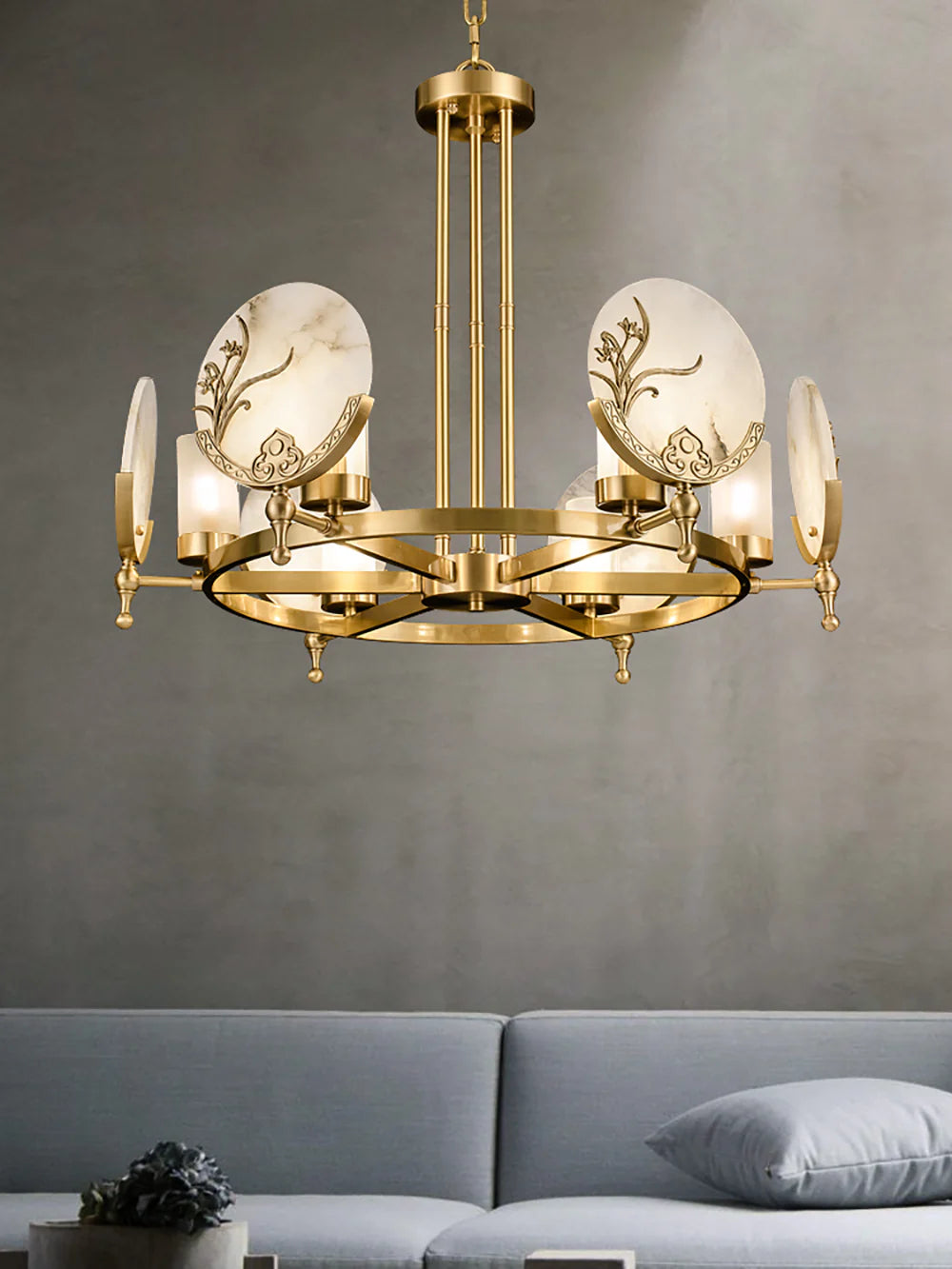 Luxury Marble Amalthea Copper Chandelier - Nuvé