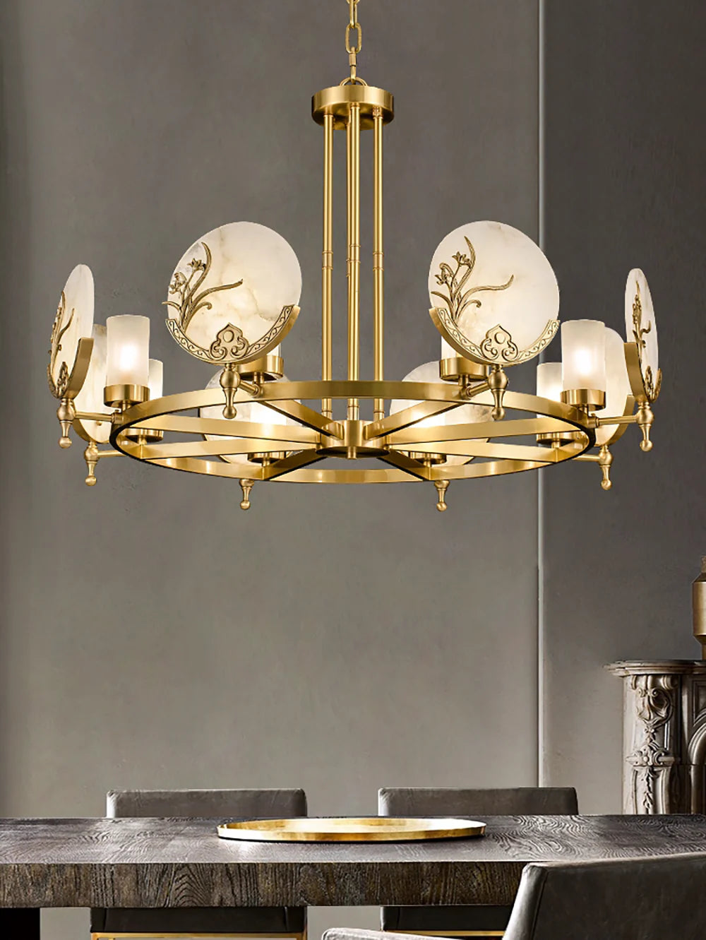 Luxury Marble Amalthea Copper Chandelier - Nuvé
