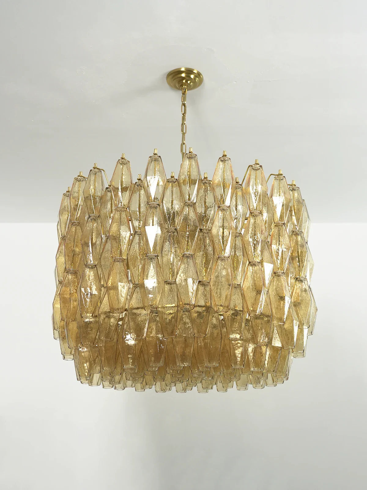 Amber Glass Prism Murano Style Chandelier
