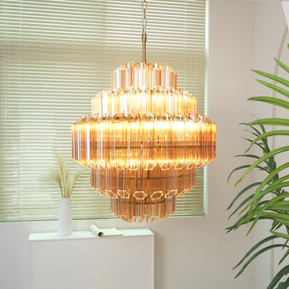 Aurelie Amber Prism Tiered Chandelier