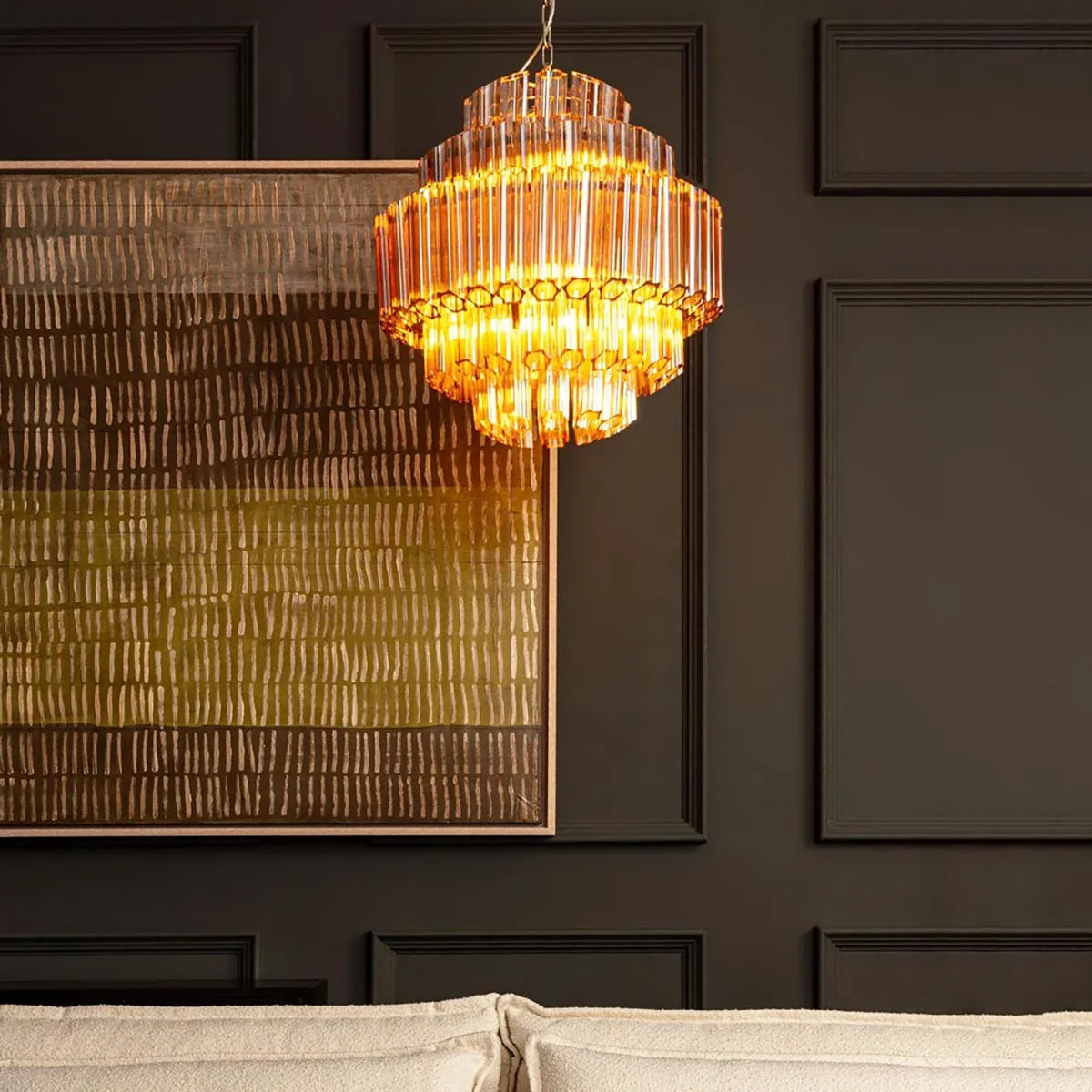 Aurelie Amber Prism Tiered Chandelier