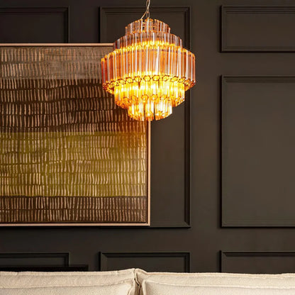 Aurelie Amber Prism Tiered Chandelier