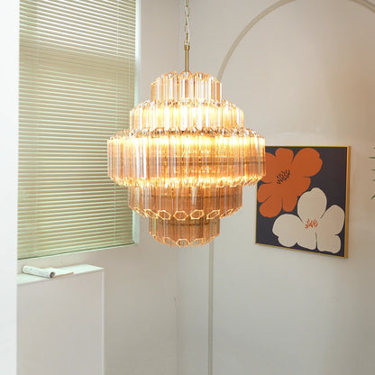 Aurelie Amber Prism Tiered Chandelier