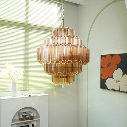 Aurelie Amber Prism Tiered Chandelier