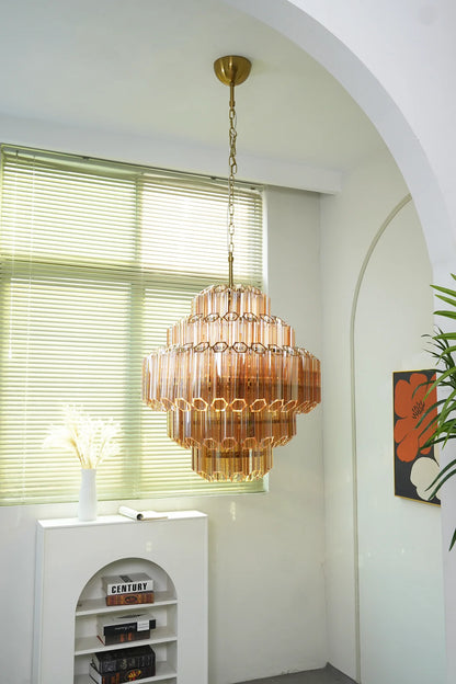 Aurelie Amber Prism Tiered Chandelier