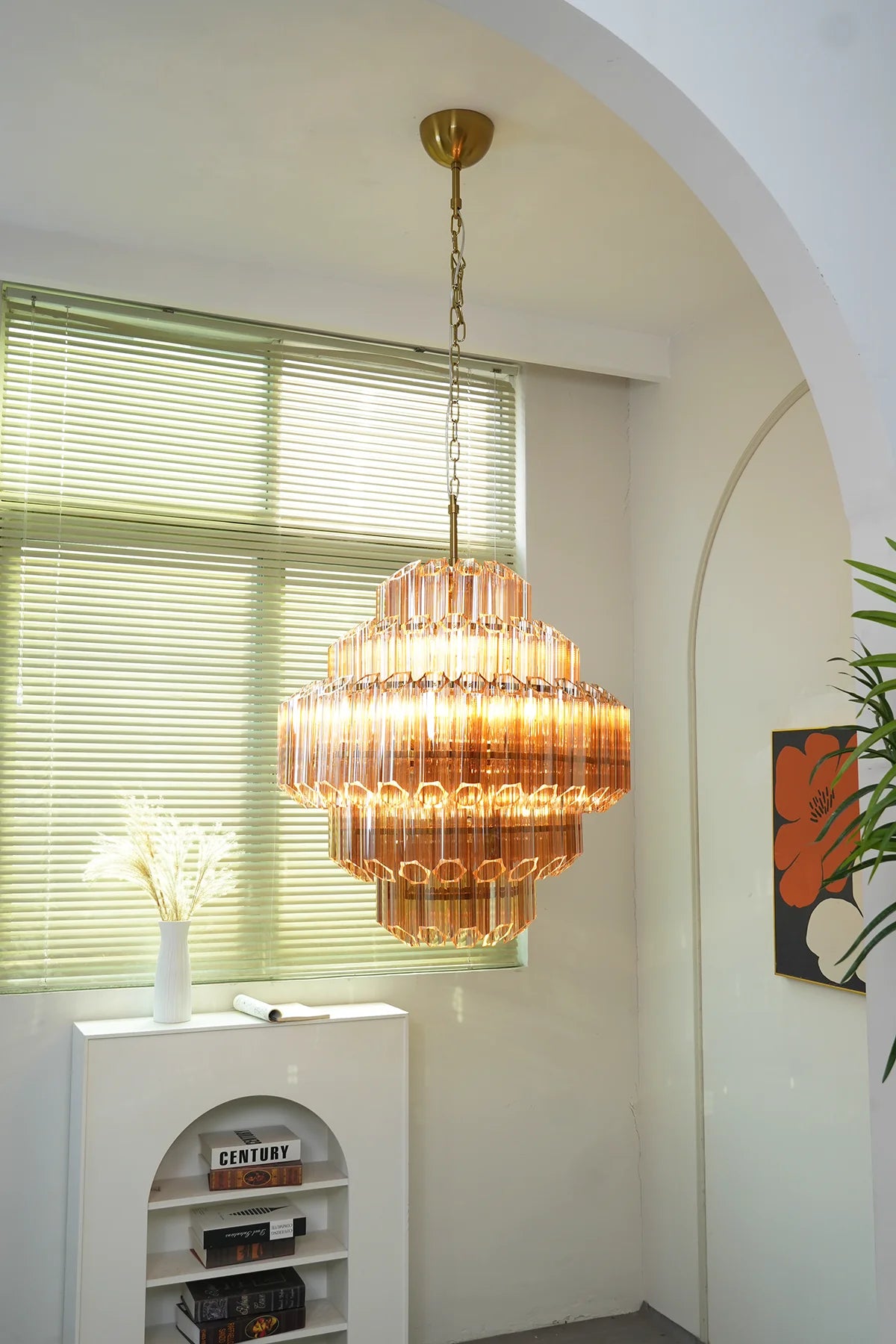Aurelie Amber Prism Tiered Chandelier