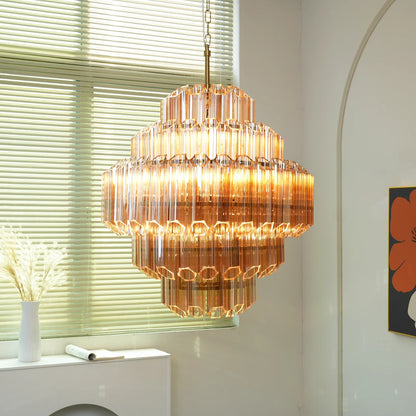 Aurelie Amber Prism Tiered Chandelier
