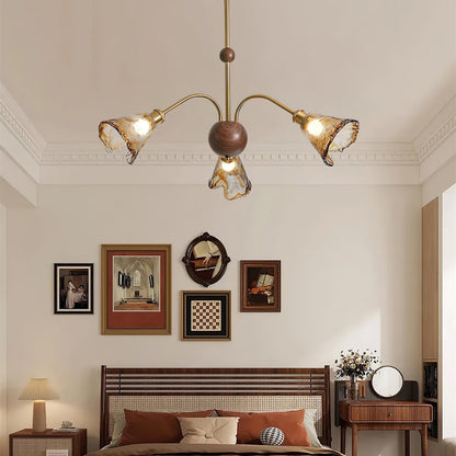 Amber Wavy Glass Floral Chandelier - Nuvé