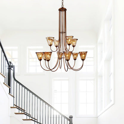 Amber Wavy Glass Chandelier - Nuvé
