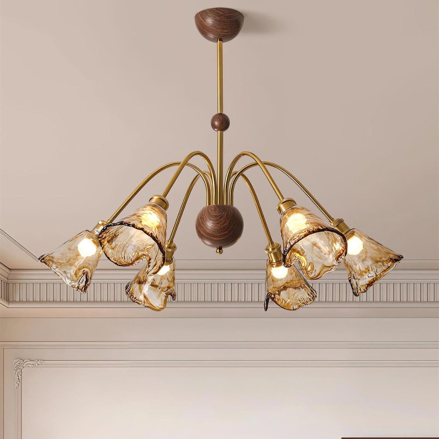 Amber Wavy Glass Floral Chandelier - Nuvé