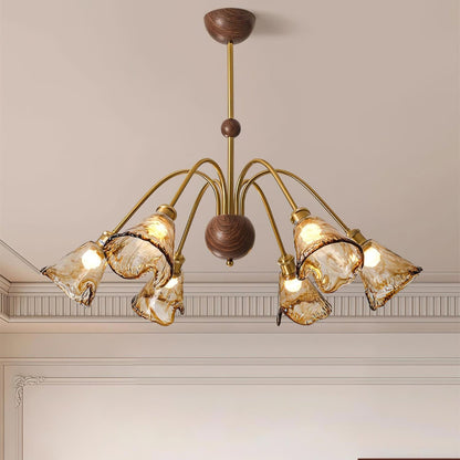Amber Wavy Glass Floral Chandelier - Nuvé