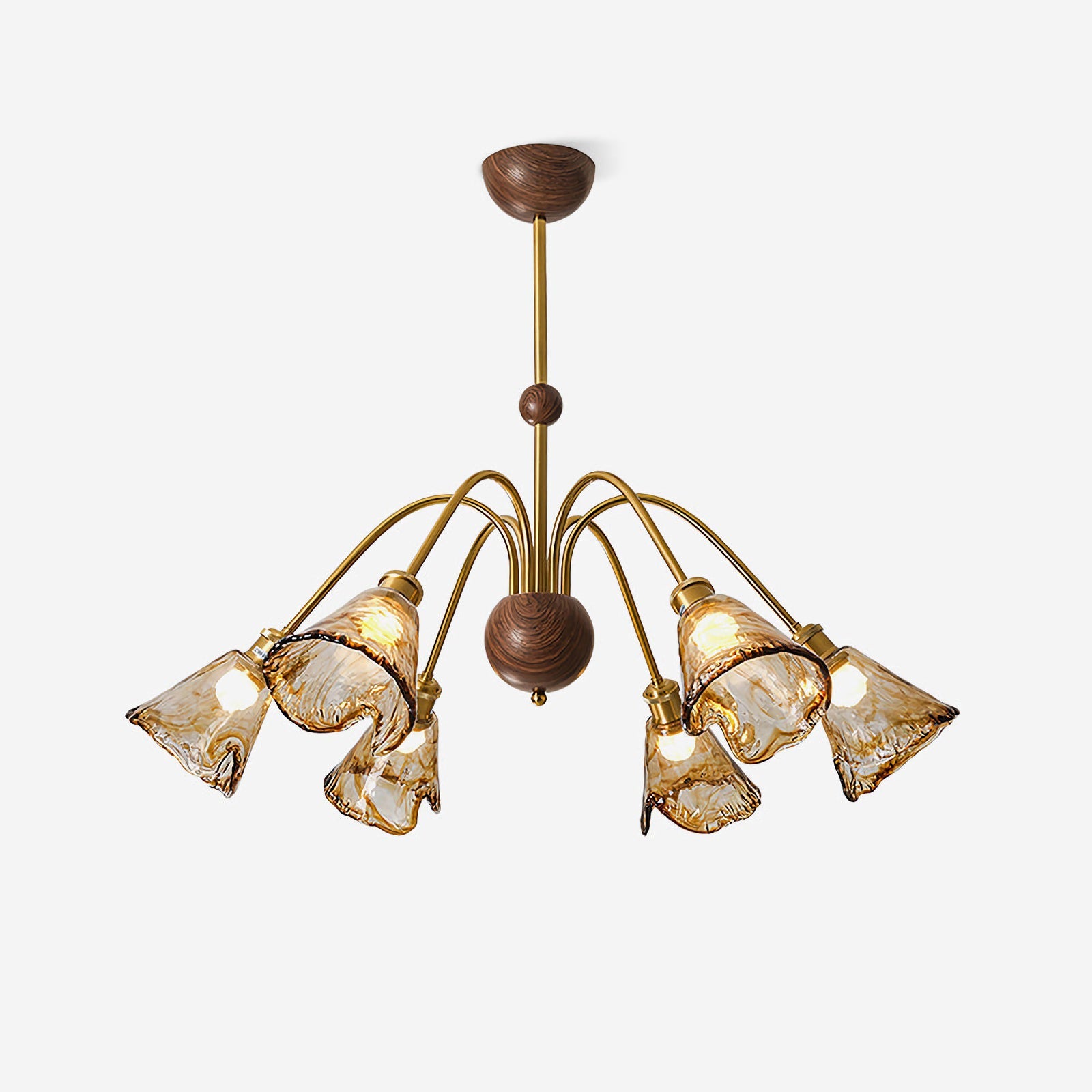 Amber Wavy Glass Floral Chandelier - Nuvé