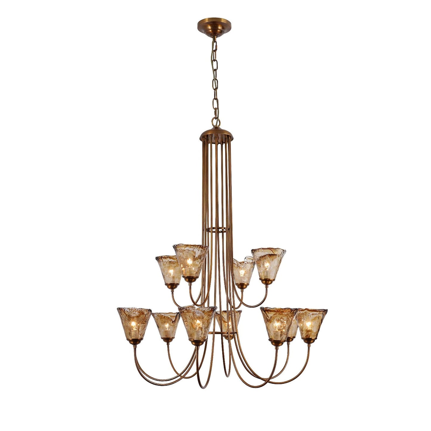 Amber Wavy Glass Chandelier - Nuvé