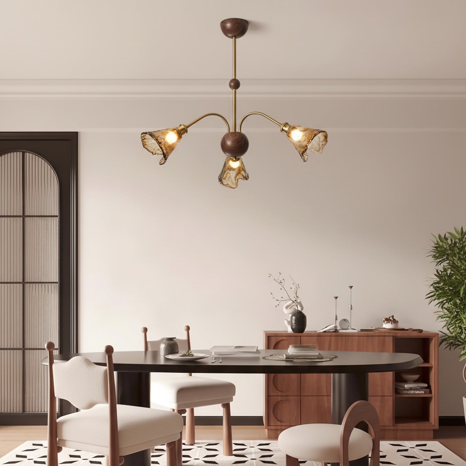 Amber Wavy Glass Floral Chandelier - Nuvé