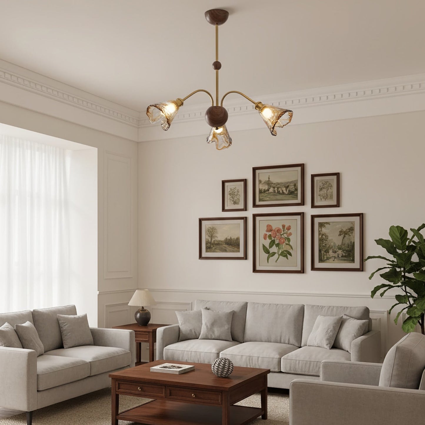 Amber Wavy Glass Floral Chandelier - Nuvé