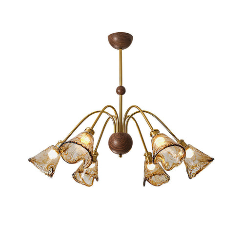 Amber Wavy Glass Floral Chandelier - Nuvé