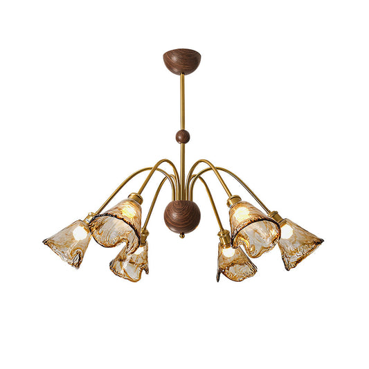 Amber Wavy Glass Floral Chandelier - Nuvé
