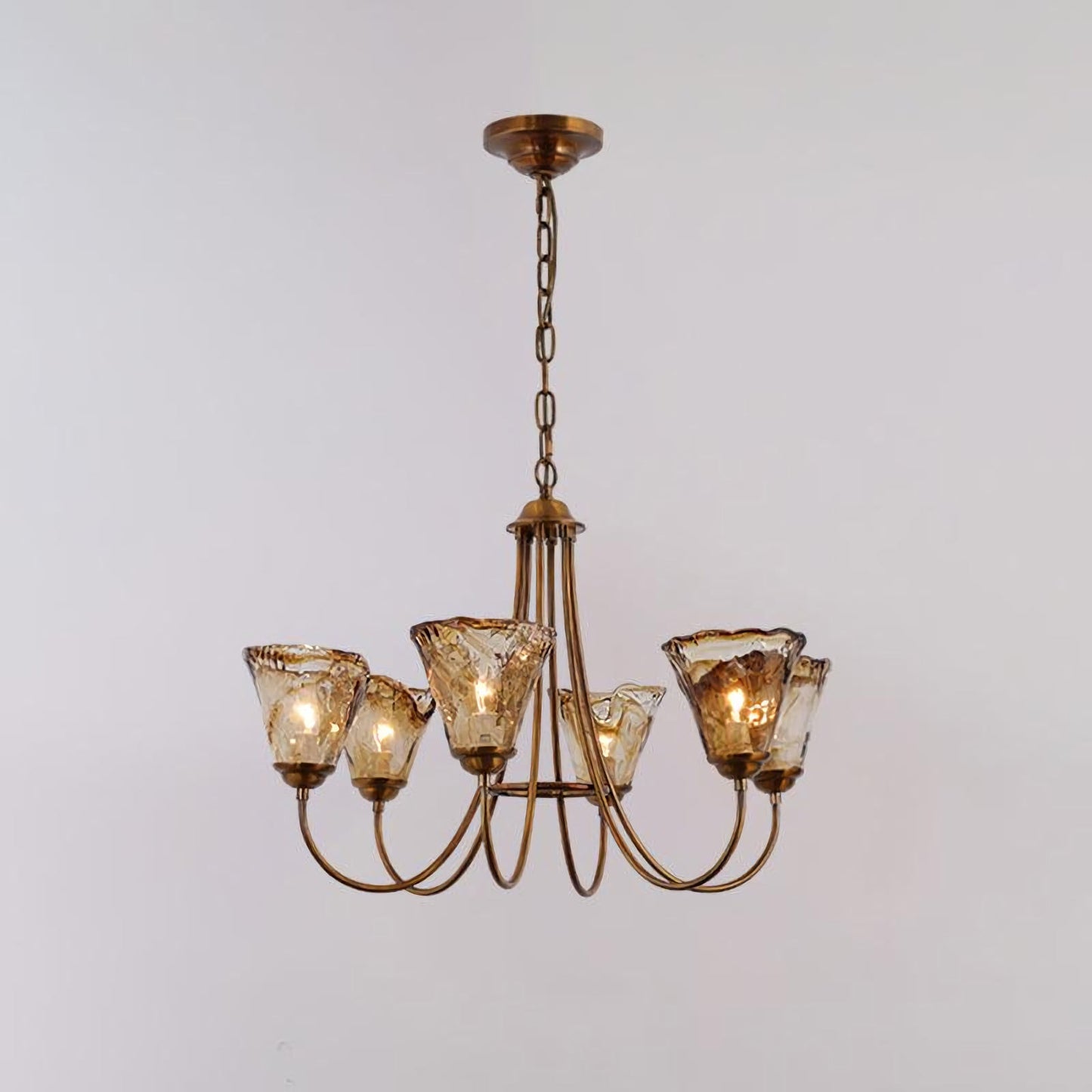 Amber Wavy Glass Chandelier - Nuvé