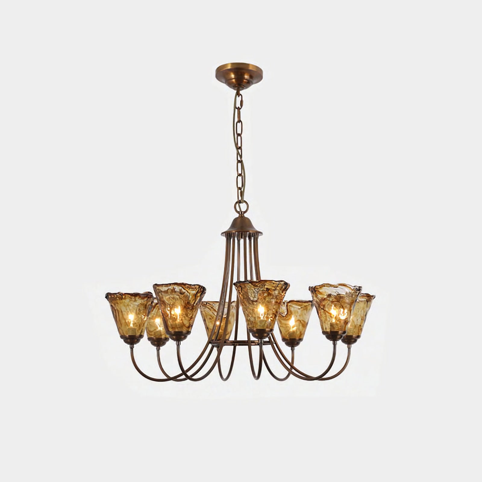 Amber Wavy Glass Chandelier - Nuvé