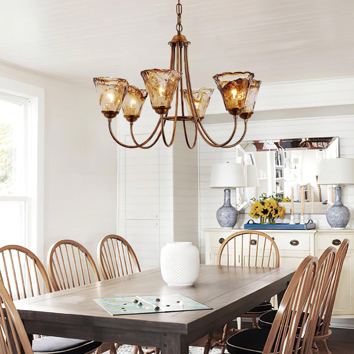 Amber Wavy Glass Chandelier - Nuvé