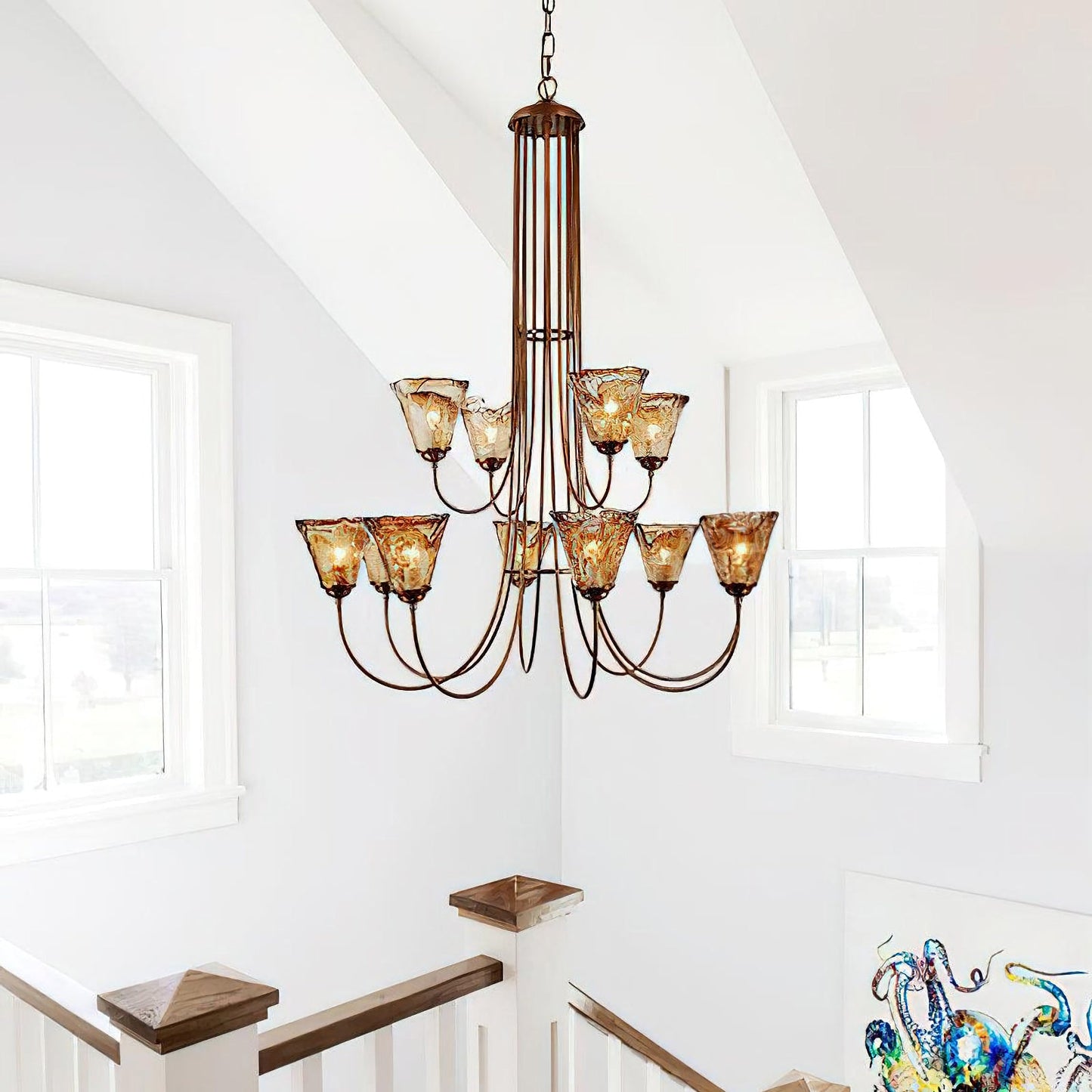 Amber Wavy Glass Chandelier - Nuvé