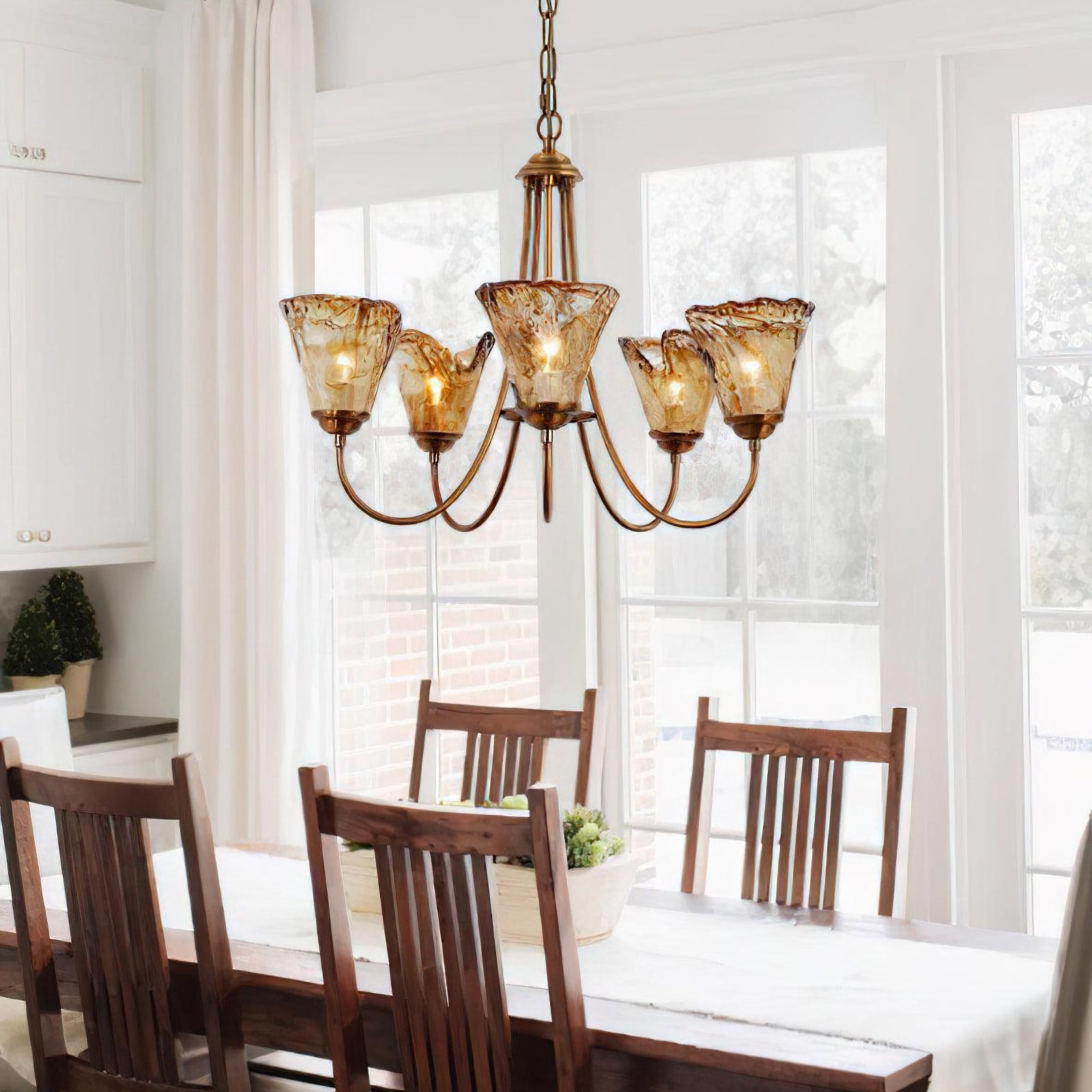 Amber Wavy Glass Chandelier - Nuvé