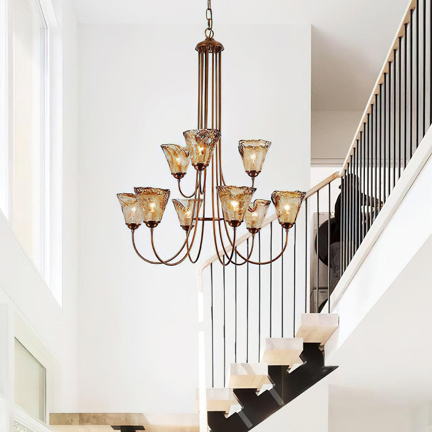 Amber Wavy Glass Chandelier - Nuvé
