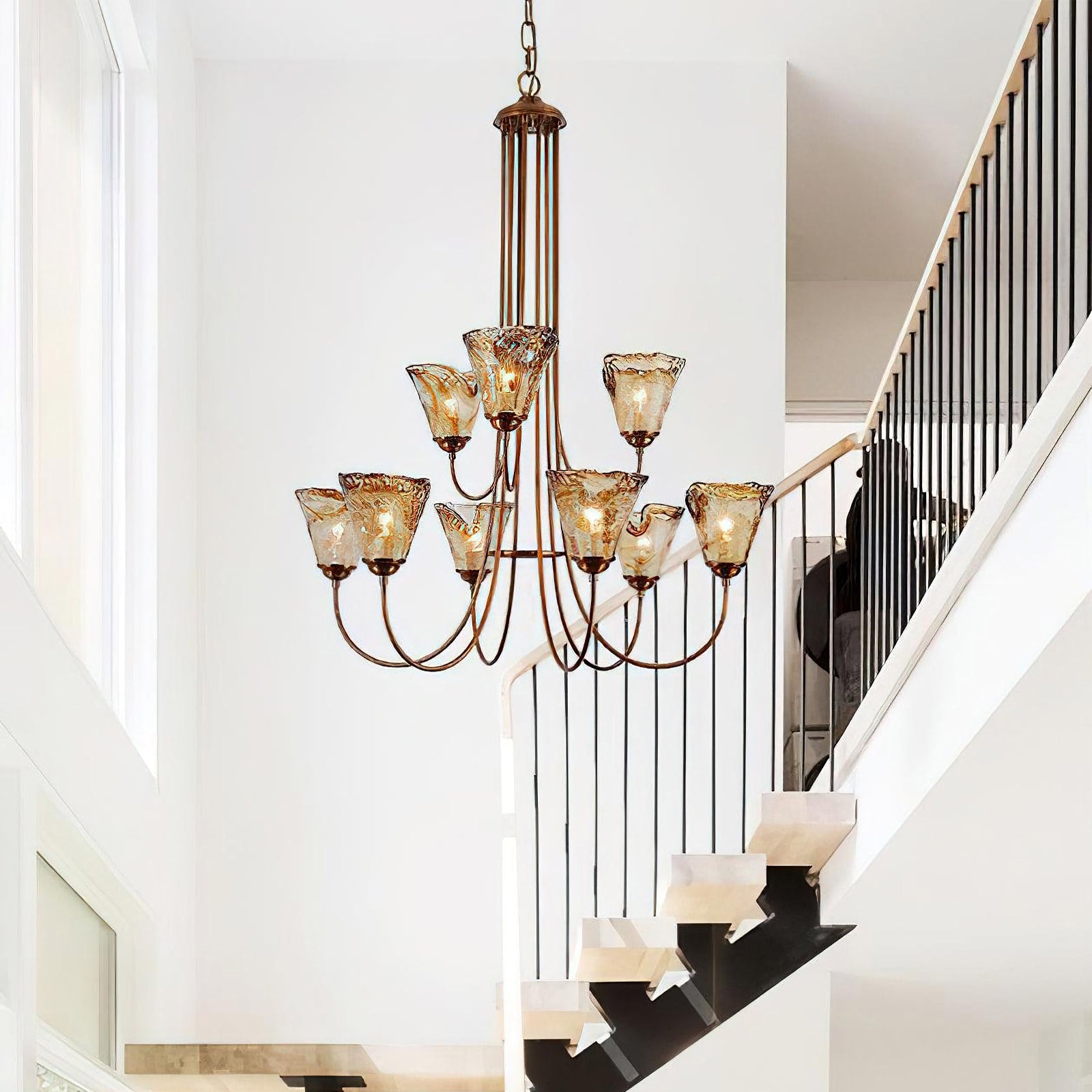Amber Wavy Glass Chandelier - Nuvé