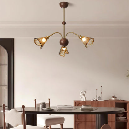 Amber Wavy Glass Floral Chandelier - Nuvé