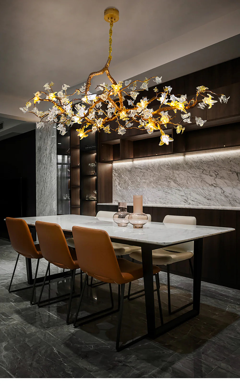 Aosta Branch Glass Flower Chandelier - Nuvé