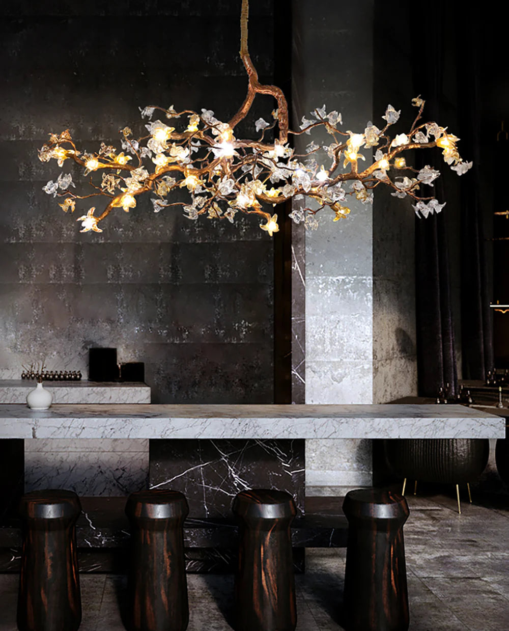 Aosta Branch Glass Flower Chandelier - Nuvé