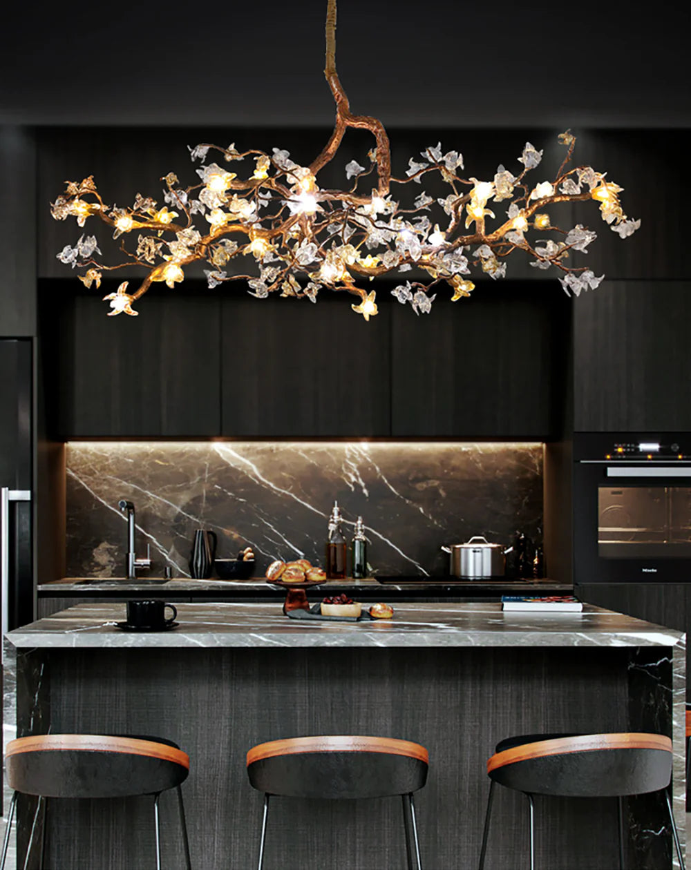 Aosta Branch Glass Flower Chandelier - Nuvé