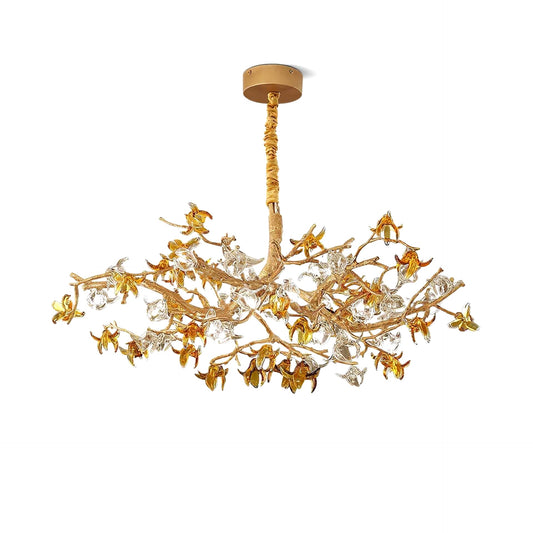 Aosta Brass Glass Flower Chandelier - Nuvé