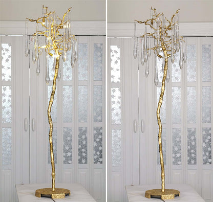 Korewolamp Aqua Babylonica floor lamp with a vibrant blue ceramic base and elegant design, standing tall with a white fabric shade