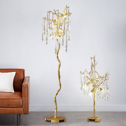 Aqua Willow table lamp by korewolamp with a blue ceramic base and a white fabric lampshade on a wooden table.