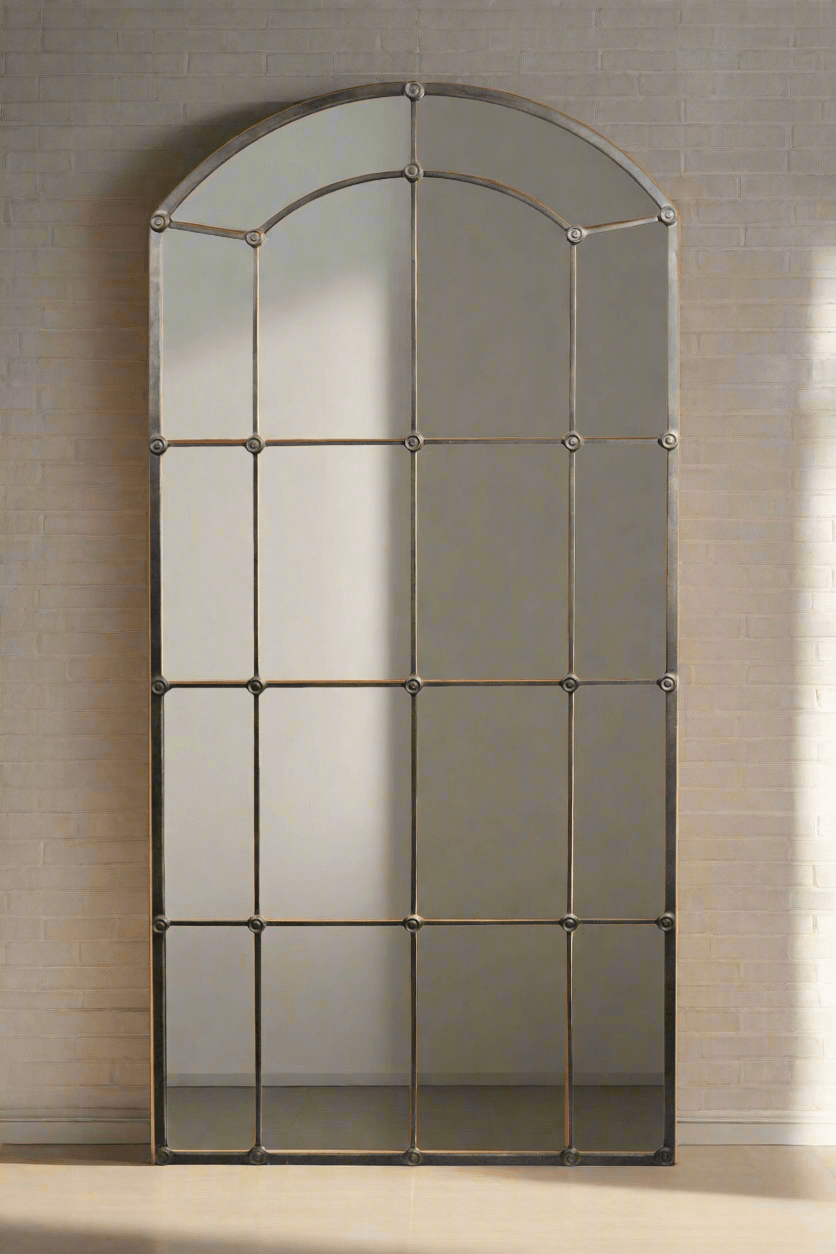 Arched Industrial Grid Wall Mirror - Nuvé