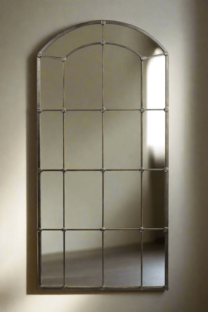 Arched Industrial Grid Wall Mirror - Nuvé