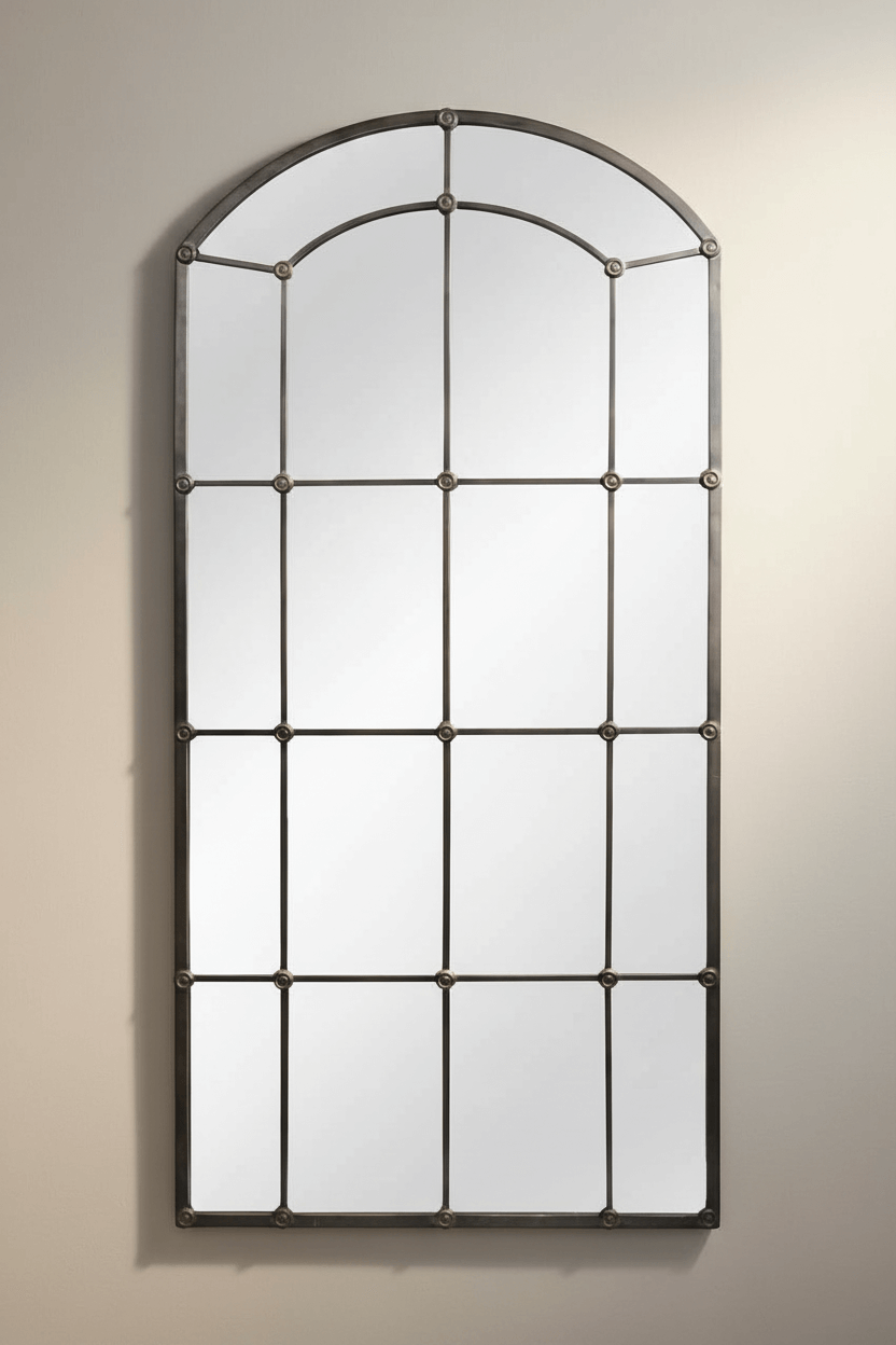 Arched Industrial Grid Wall Mirror - Nuvé