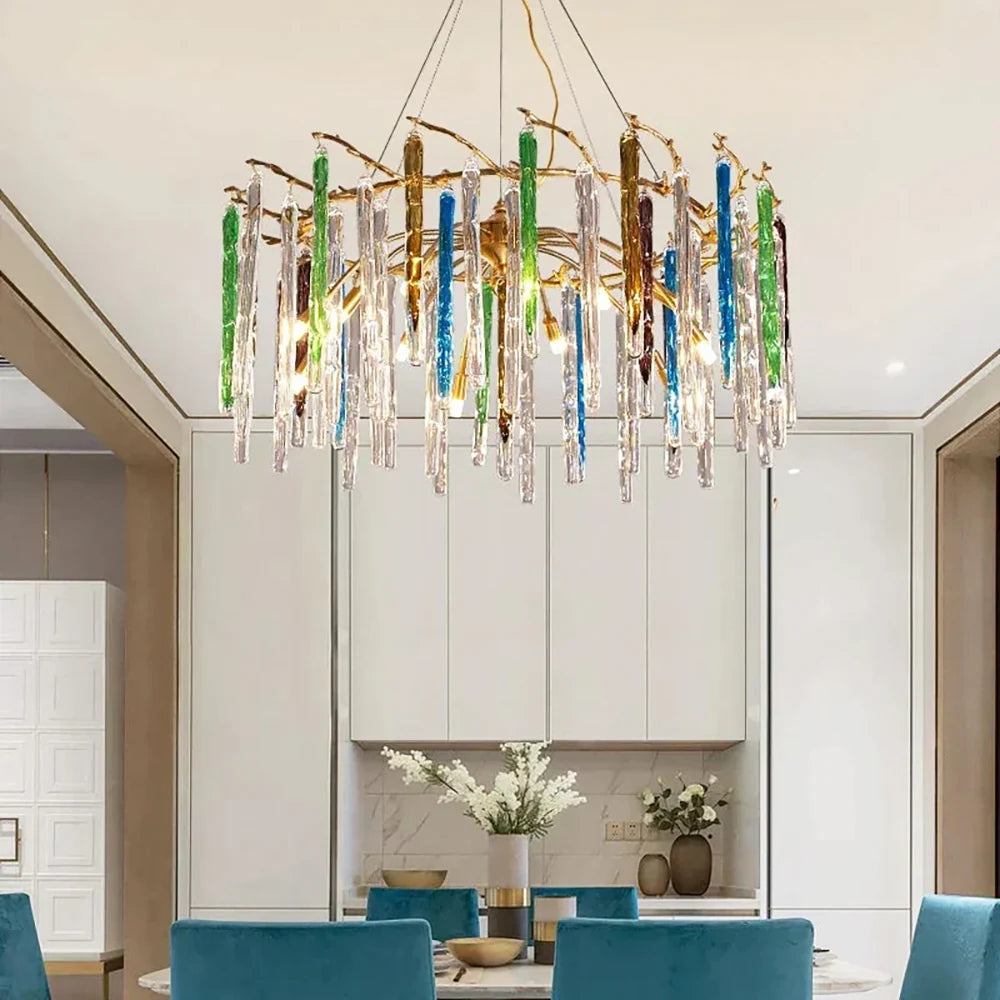 Artistic Branch Colorful Glass Drop Chandelier - Nuvé