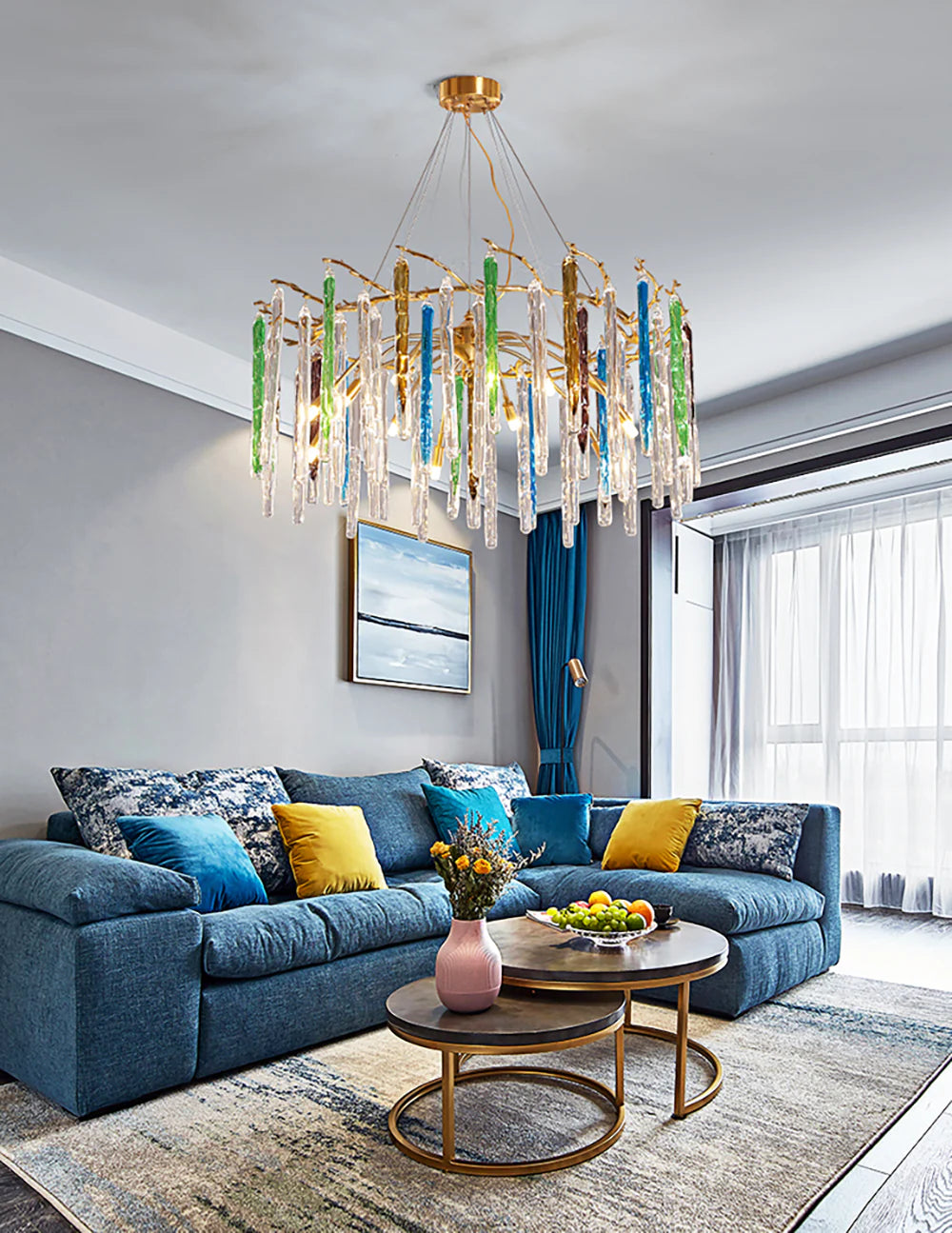 Artistic Branch Colorful Glass Drop Chandelier - Nuvé