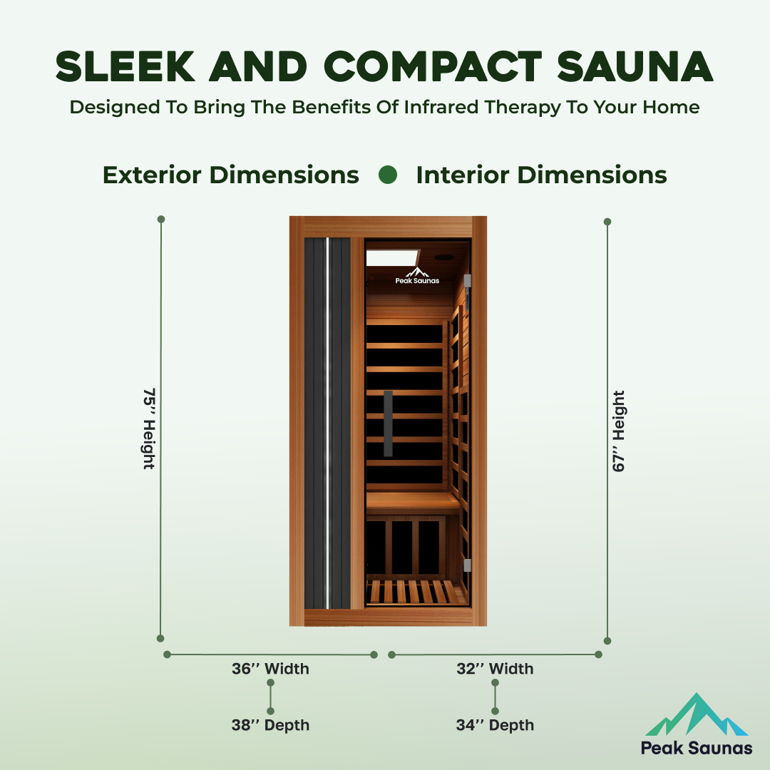Peak Saunas Aspen Luxury 1-Person FAR Infrared Sauna with Smart WiFi App Control - Nuvé