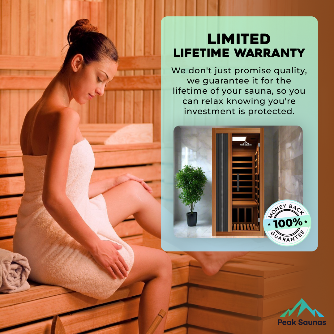 Peak Saunas Aspen Luxury 1-Person FAR Infrared Sauna with Smart WiFi App Control - Nuvé