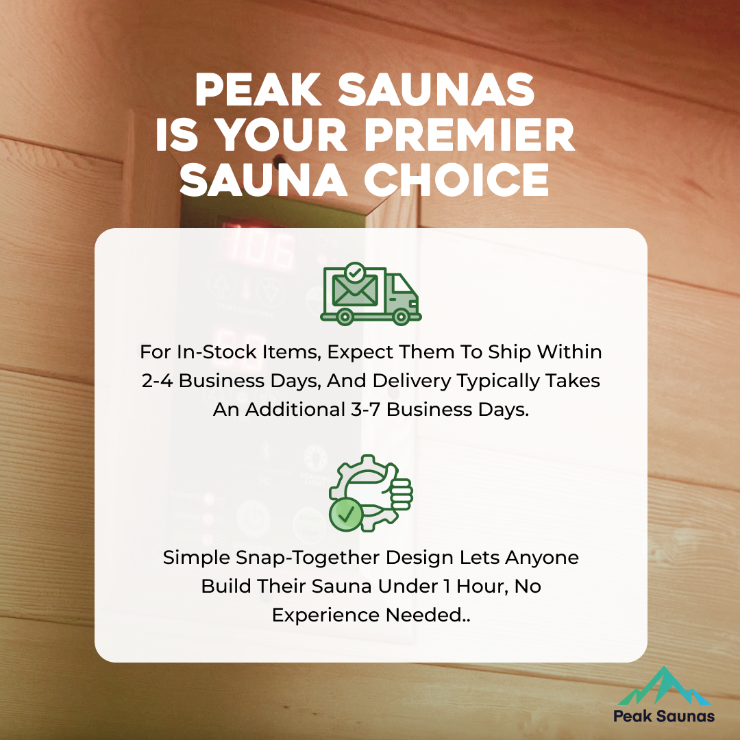 Peak Saunas Shasta 1-Person Full Spectrum Infrared Sauna with XL Medical-Grade Red Light Therapy & Smart WiFi App Control - Nuvé