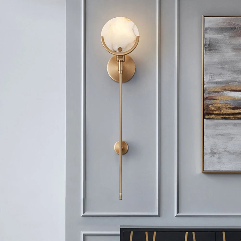 Alabaster Ava Brass Wall Lamp - Nuvé
