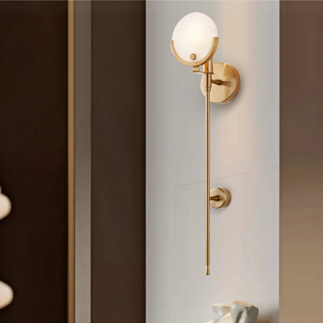 Alabaster Ava Brass Wall Lamp - Nuvé