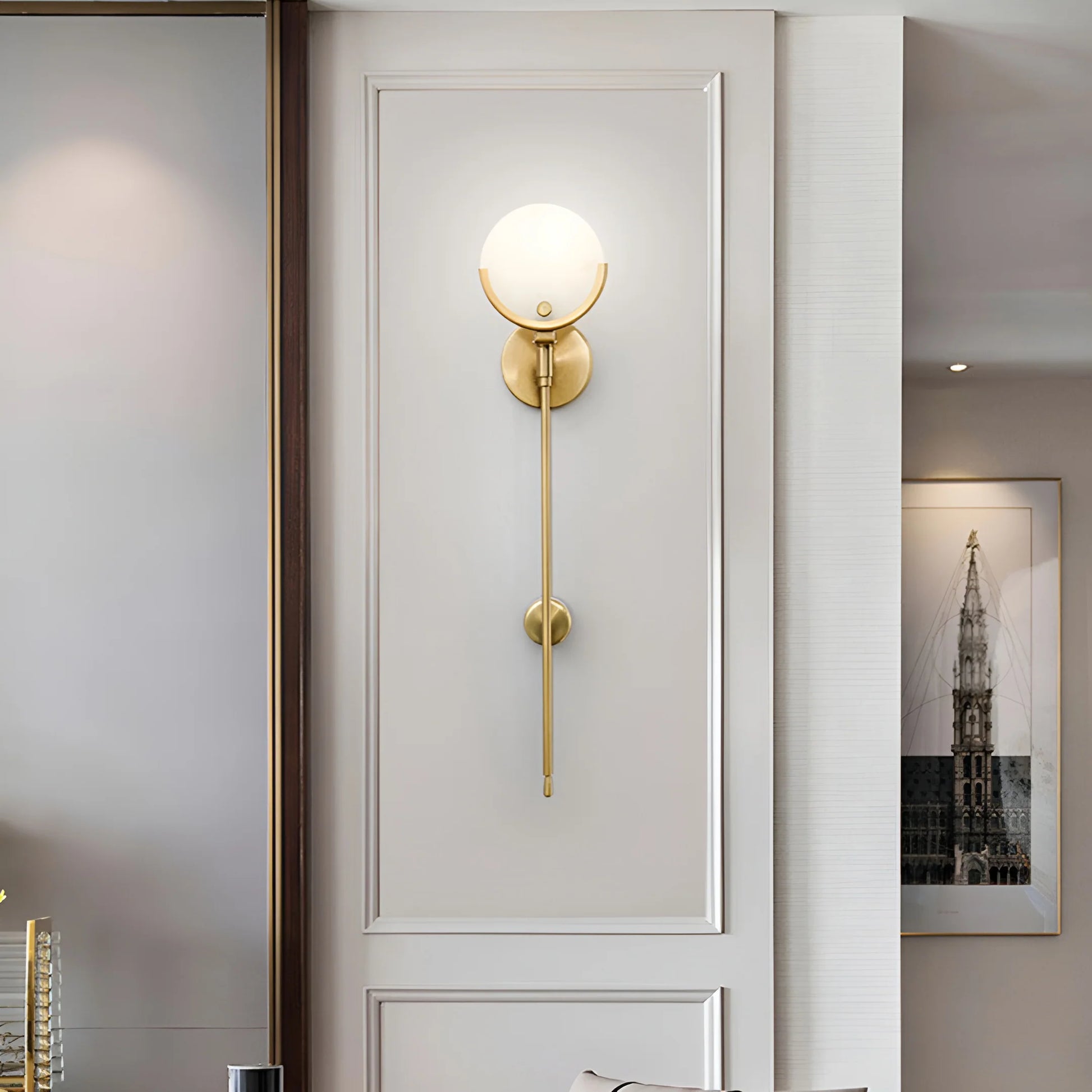 Alabaster Ava Brass Wall Lamp - Nuvé