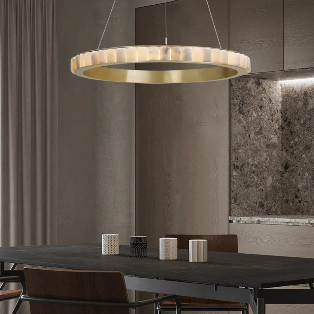 Alabaster Avalon Halo Chandelier - Nuvé
